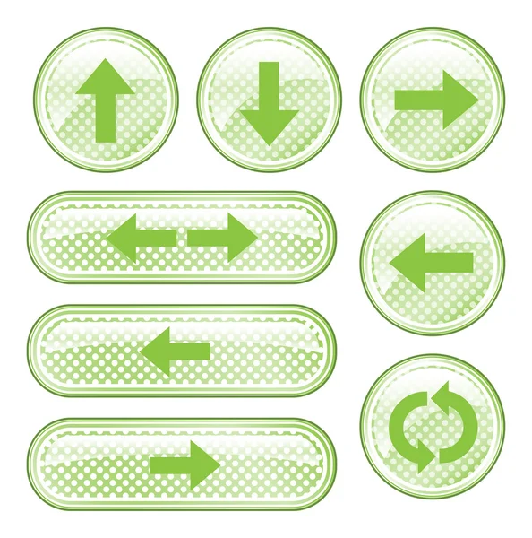 Boutons fléchés tachetés verts — Image vectorielle