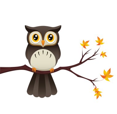 Owl On A Branch clipart