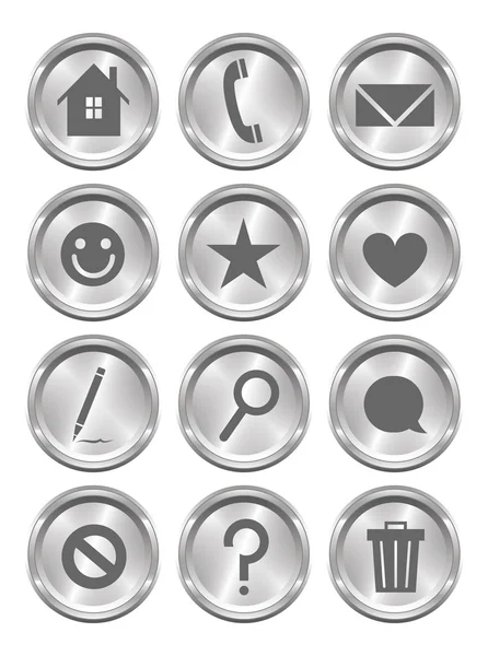 Metal Action Buttons — Stock Vector