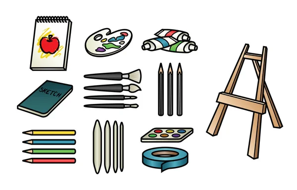 Art Supply Icons — Stock Vector