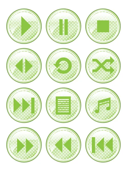 Green Spotted Media Buttons — Stock Vector