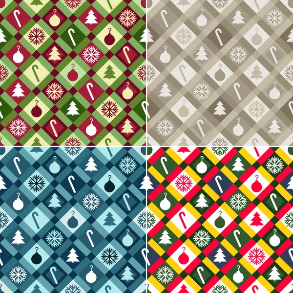 Christmas Quilt Background Collection — Stock Vector