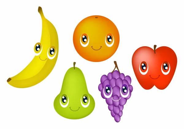 Fruta com rostos — Vetor de Stock