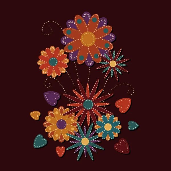 Flor cosida abstracta — Vector de stock