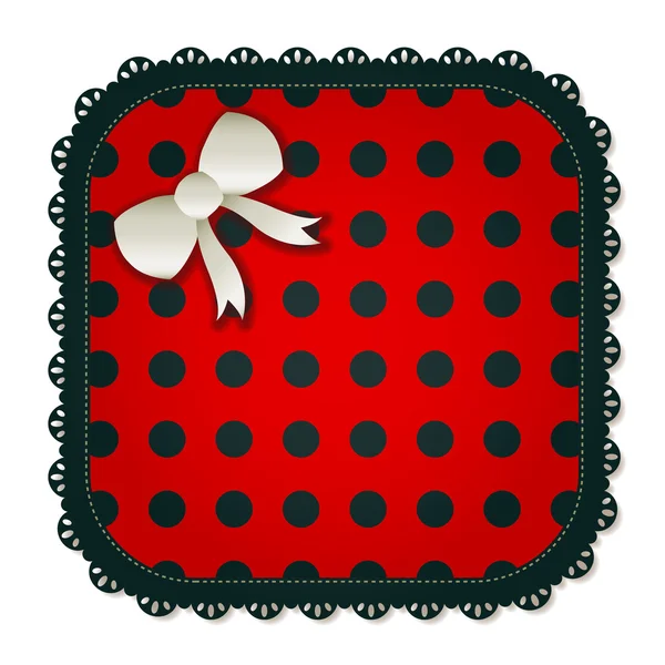 Pătrat Red Polka Dot de cusut Patch — Vector de stoc