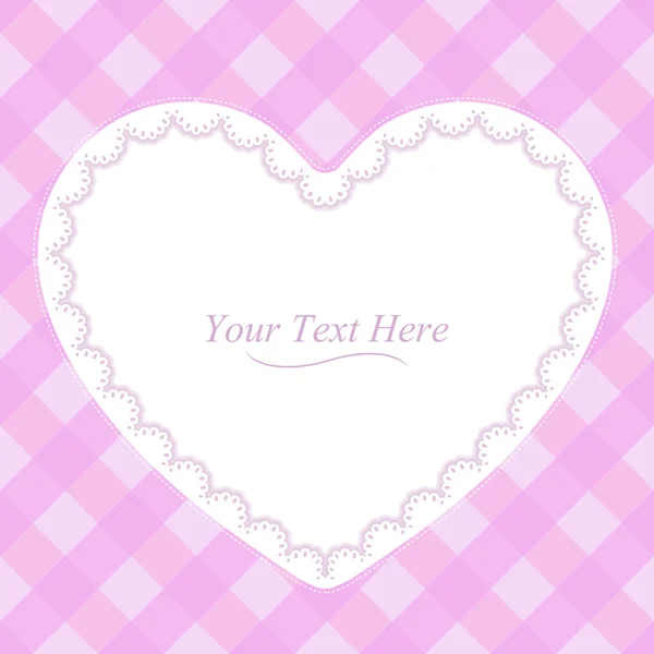 Heart-Shaped Pink Plaid Frame — Stock Vector