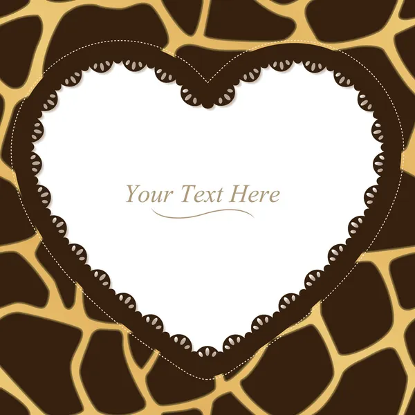 Cadre d'impression girafe coeur — Image vectorielle