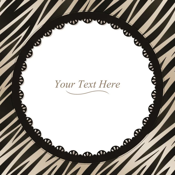 Round Zebra Print Frame — Stock Vector