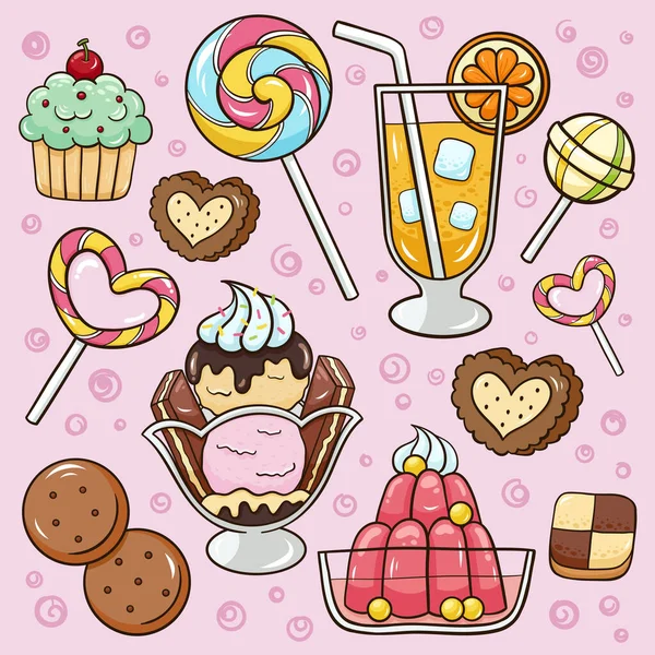 Illustration Desserts Pour Gribouillis Dessins Animés — Image vectorielle