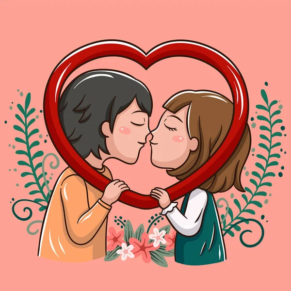 Ilustración Del Personaje Dibujos Animados Para Día San Valentín — Vector de stock