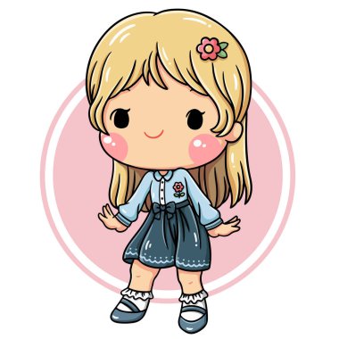 Illustration of cartoon character cute girl