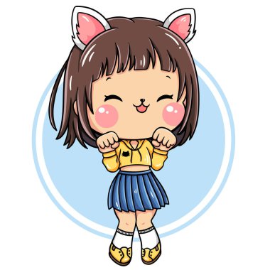 Illustration of cartoon character cute girl