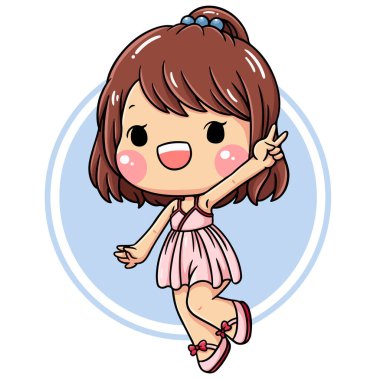 Illustration of cartoon character cute girl