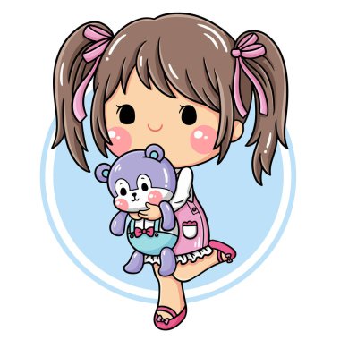 Illustration of cartoon character cute girl