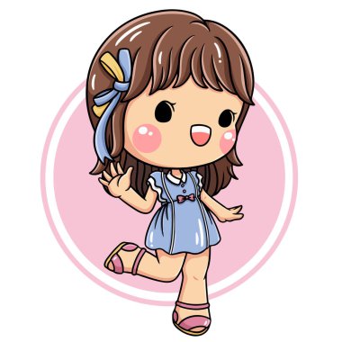 Illustration of cartoon character cute girl