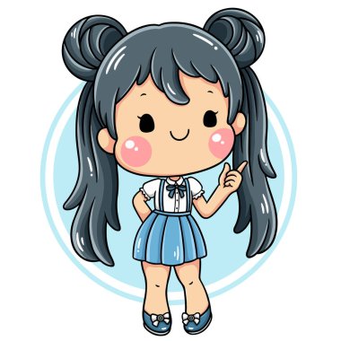 Illustration of cartoon character cute girl