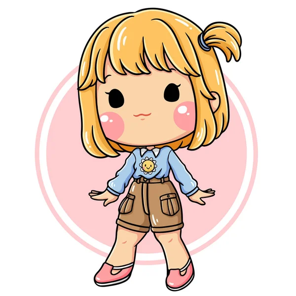 Illustration Cartoon Character Cute Girl — Vector de stock