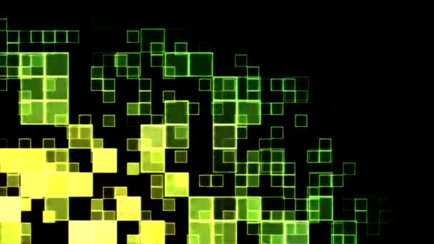 Abstrakte Quadrate Hintergrundanimation - Schleife gelb, grün — Stockvideo
