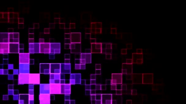 Kwadraty streszczenie tło animacji - loop fioletowy, czerwony — Wideo stockowe
