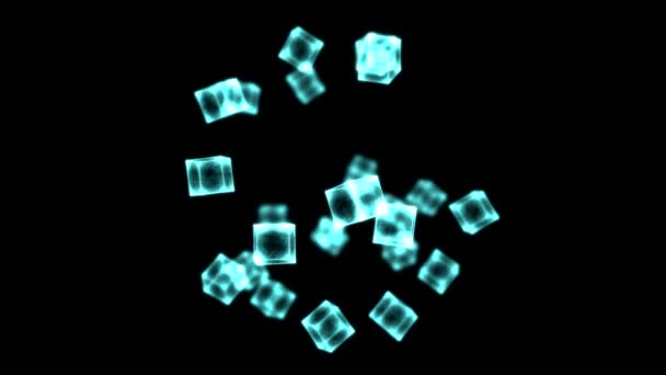 Cubes rotatifs lumineux - Boucle Bleu — Video