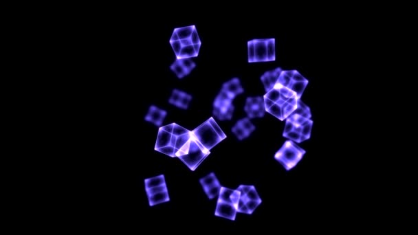 Cubos giratorios brillantes - Bucle púrpura — Vídeo de stock