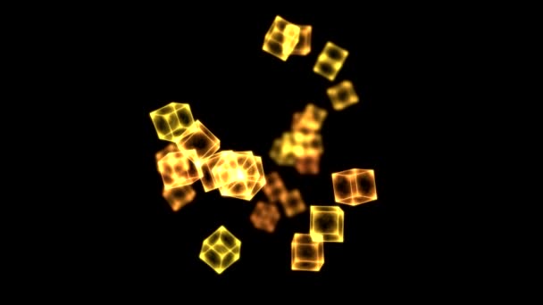 Bright Rotating Cubes Loop Golden — Stok Video