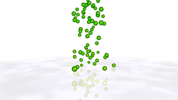 Färgglada fallande bollar - grön — Stockvideo