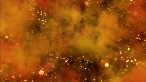 Uzay yolculuğu yıldız alanı ve nebula - loop turuncu — Stok video