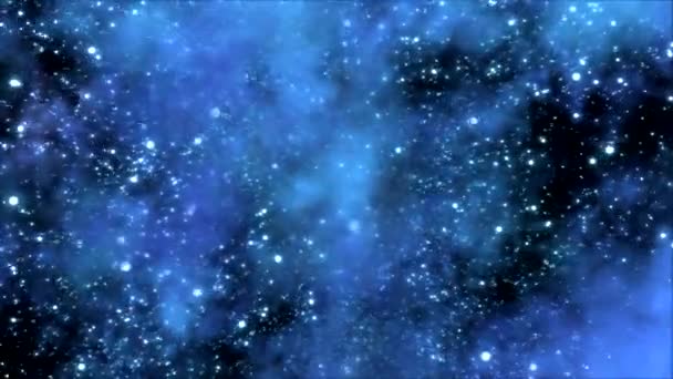 通过恒星和星云-循环蓝色太空旅行 — 图库视频影像