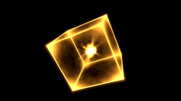 旋转发光的多维数据集动画-循环金 — 图库视频影像