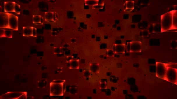 Анимация абстрактных кубиков - Loop Red — стоковое видео