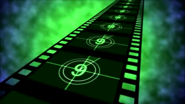 Filmen nedräkning animation - loop green — Stockvideo