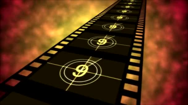 Animazione Conto alla rovescia per film - Loop Orange — Video Stock