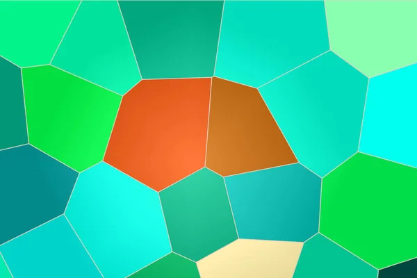中央に濃いオレンジ色の2つの粒子を持つマクロブルーと緑のステンドグラス — ストック写真