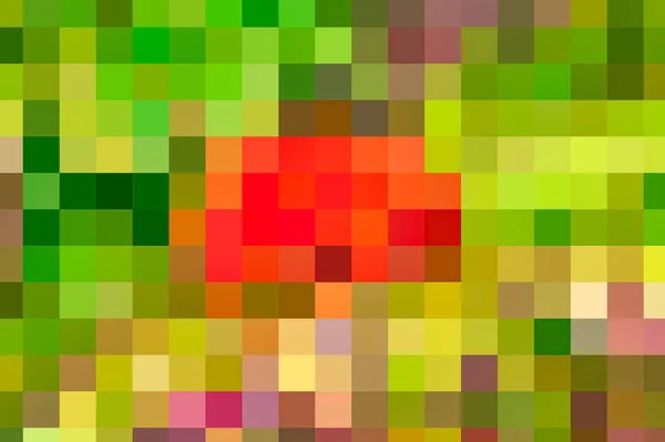 Vibrant Green Pixel Tile Red Squares Center — Foto Stock