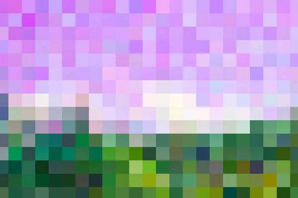 Saturated Pixel Mosaic Mixed Violet Top Dark Green Bottom — 图库照片
