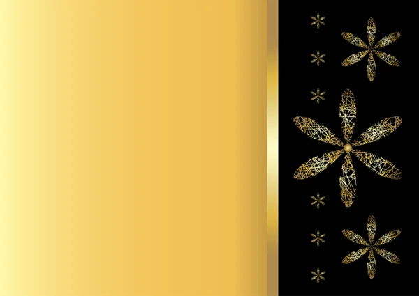 Fondo vectorial con flores de oro estilizadas — Vector de stock