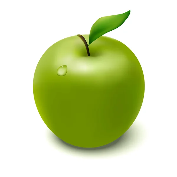 Vector green apple with droplet — Stock Vector