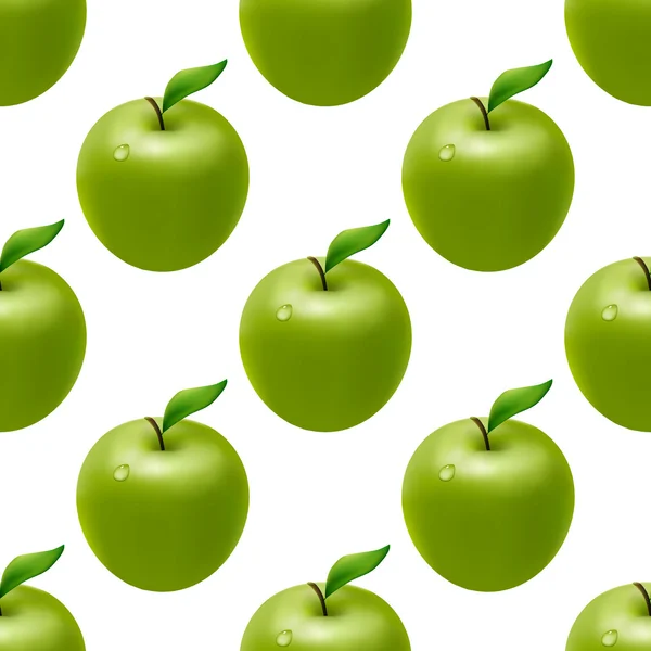 Hladký vzor se zelenými jablky — Stockový vektor