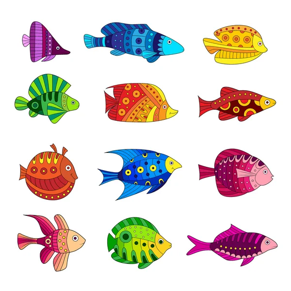 Set of colorful tropical fish — Stock Vector