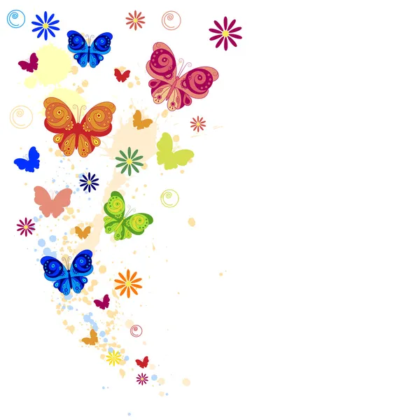 renkli sıçrama, kelebekler, çiçekler ve boya sıçraması.