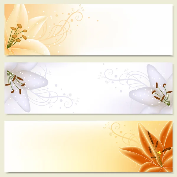 Horizontal banners with lilies — Stock Vector