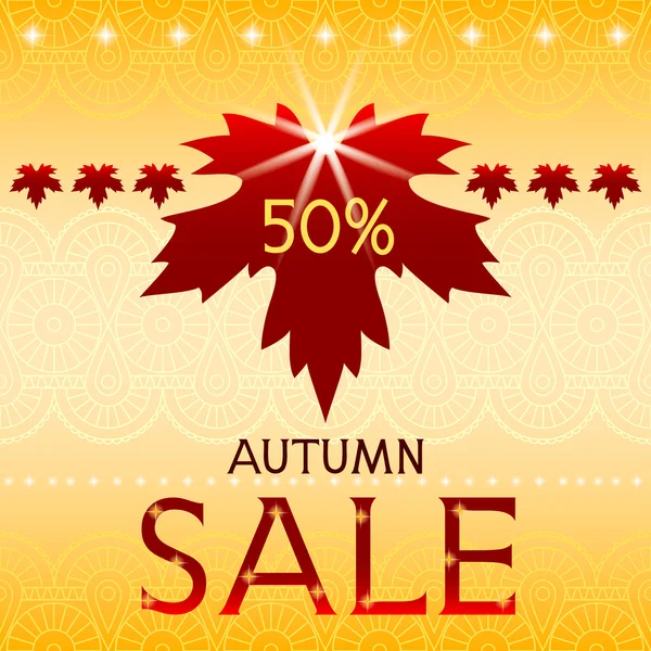 Autumn sale background with maple leaf. — Stock Vector