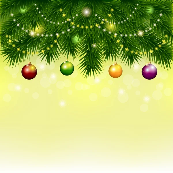 Pozadí s vánoční stromeček a koule — Stockový vektor