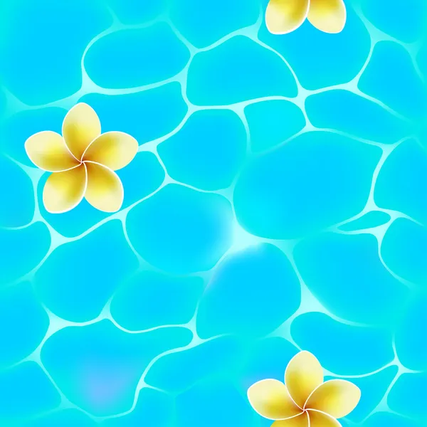 Bezešvé vzor modré vody v bazénu s květinami. — Stockový vektor