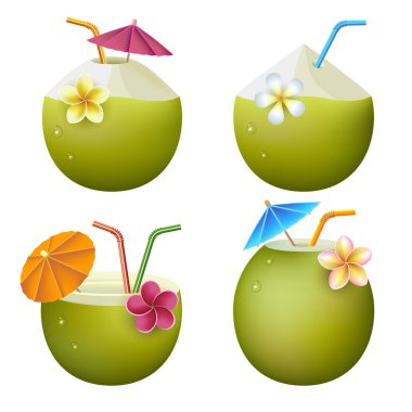 Exotic coconut cocktails clipart