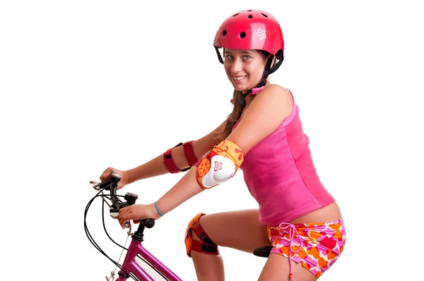 Дівчина велосипед — стокове фото