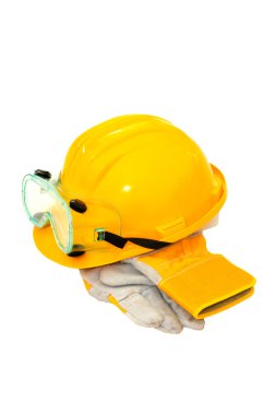 Worker hat and gloves clipart