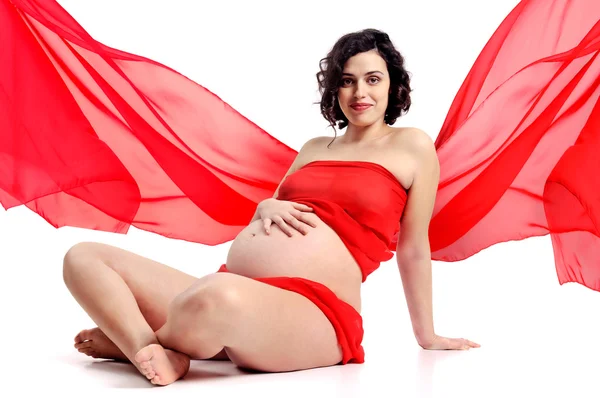 Pregnant in red — Stock Photo, Image