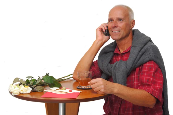 Reifer Mann am Telefon — Stockfoto